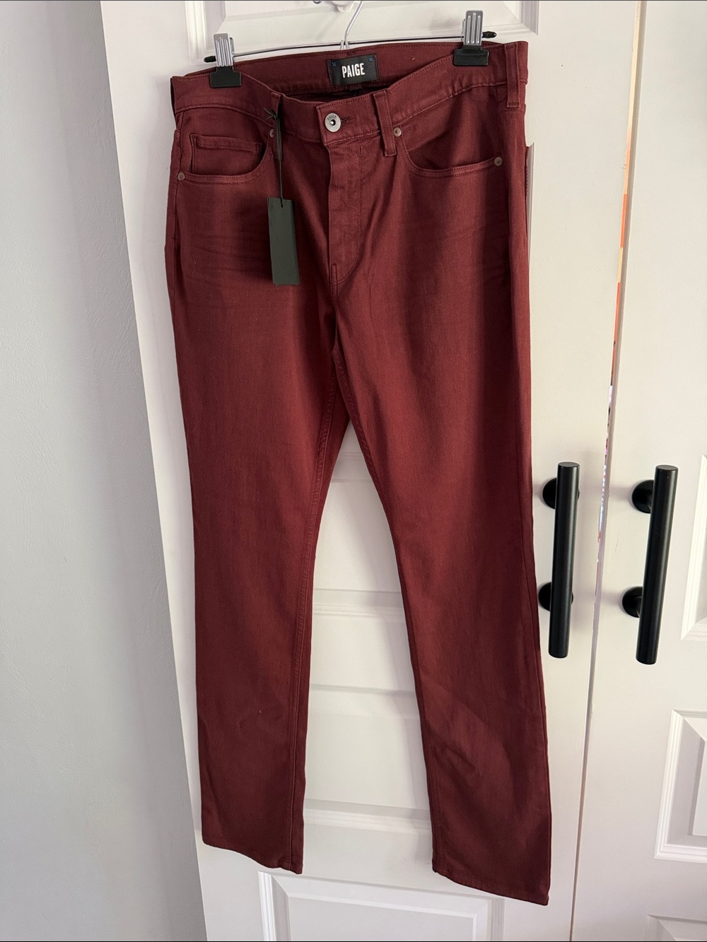 PAIGE Federal Men's Slim Straight Jeans in Burgundy size 32